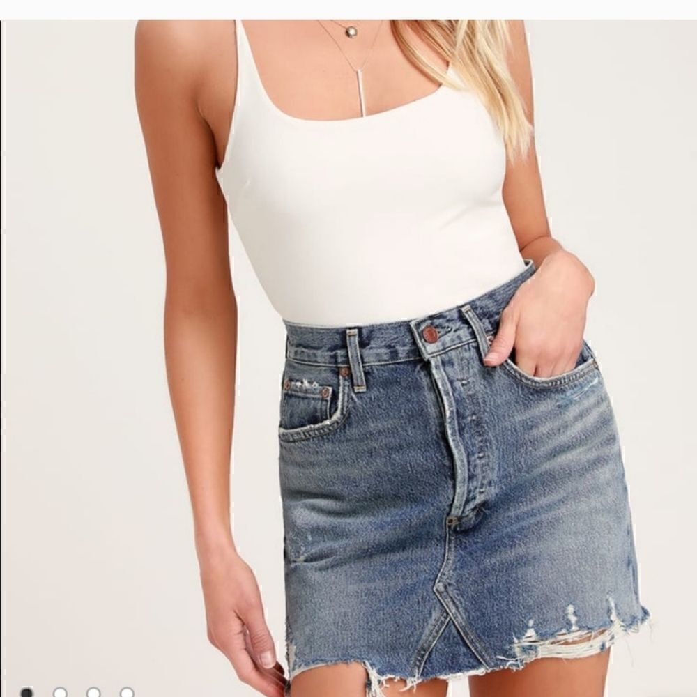 Agolde Quinn High Rise Denim Mini Skirt 25